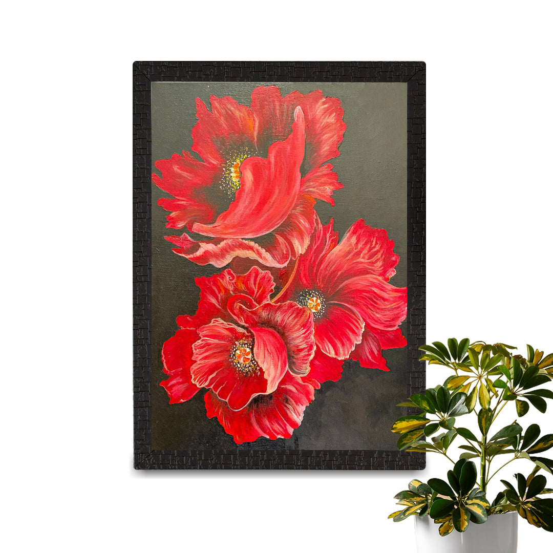 Vibrant Red Poppies Canvas Art - Bold Floral Painting