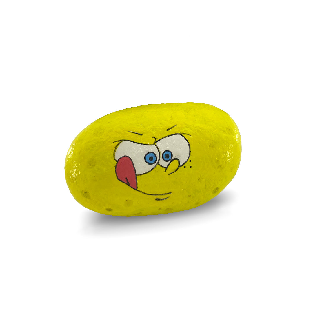 Hand-Painted SpongeBob Rock Art Collection - Set of 6 Decorative Stones