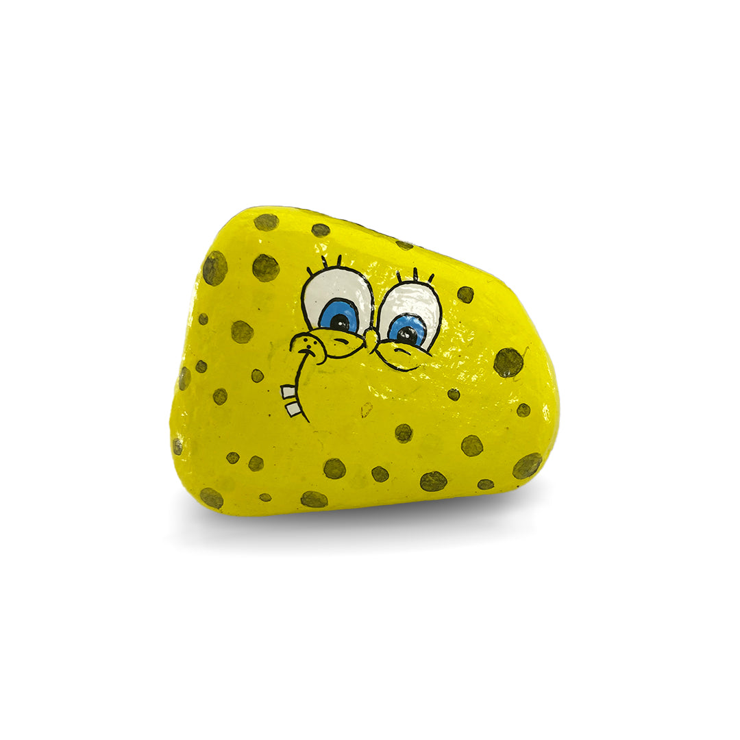 Hand-Painted SpongeBob Rock Art Collection - Set of 6 Decorative Stones