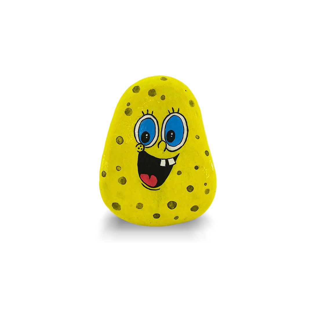 Hand-Painted SpongeBob Rock Art Collection - Set of 6 Decorative Stones