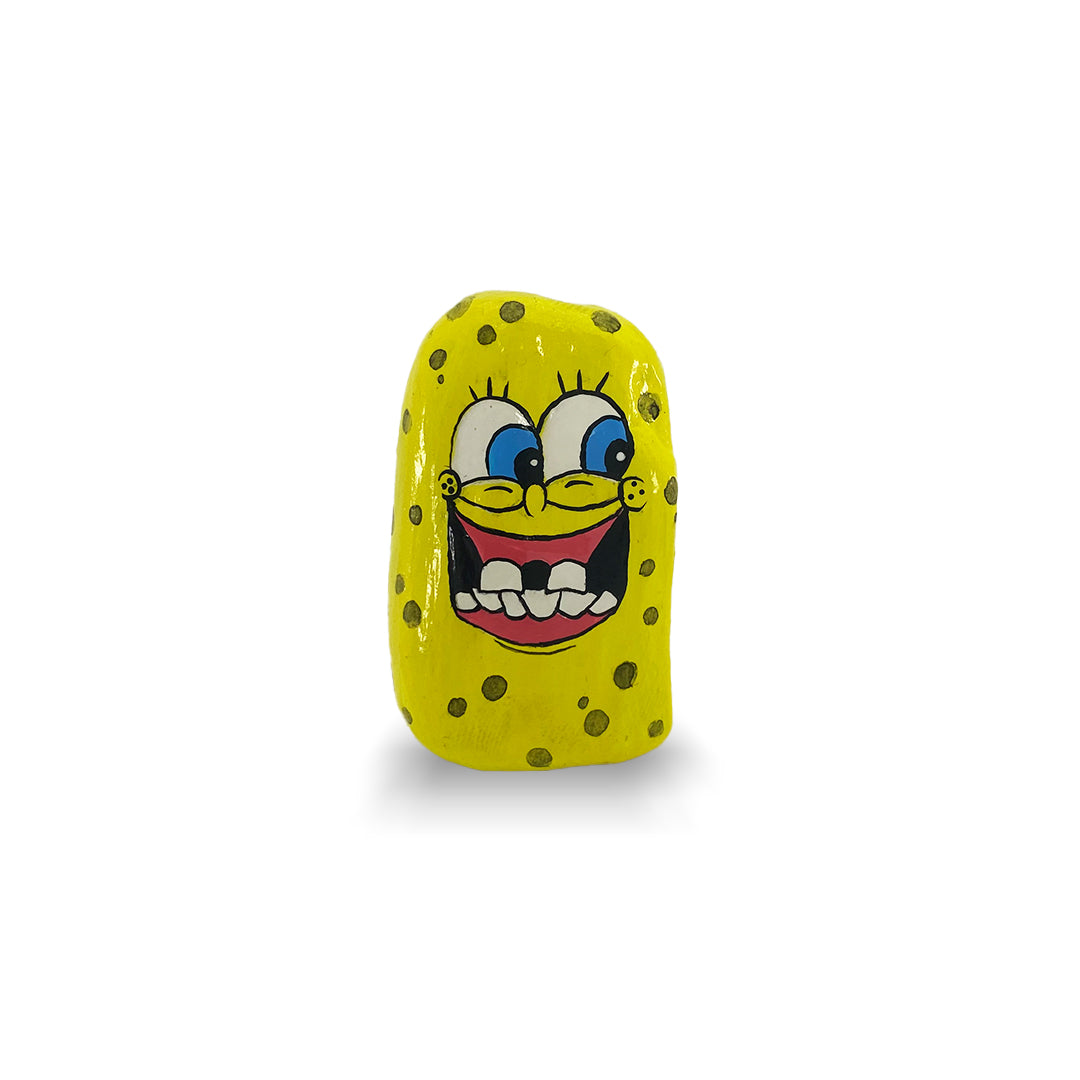 Hand-Painted SpongeBob Rock Art Collection - Set of 6 Decorative Stones
