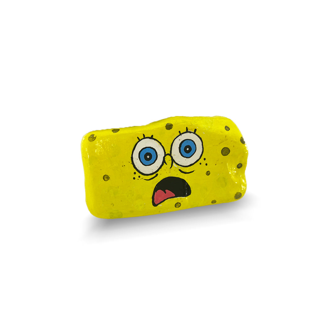 Hand-Painted SpongeBob Rock Art Collection - Set of 6 Decorative Stones